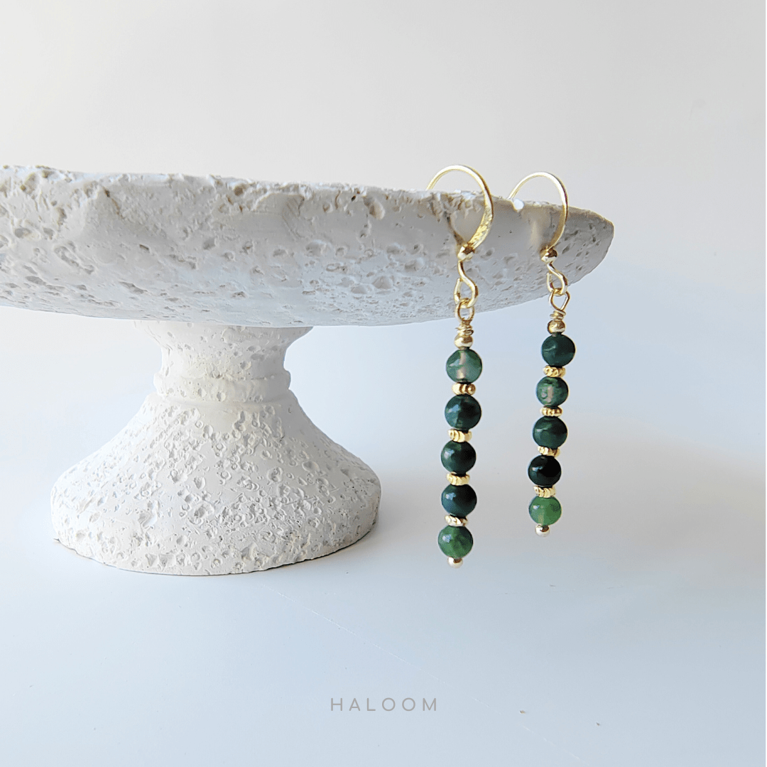 Moss agate jewellery set – bracelet and earrings