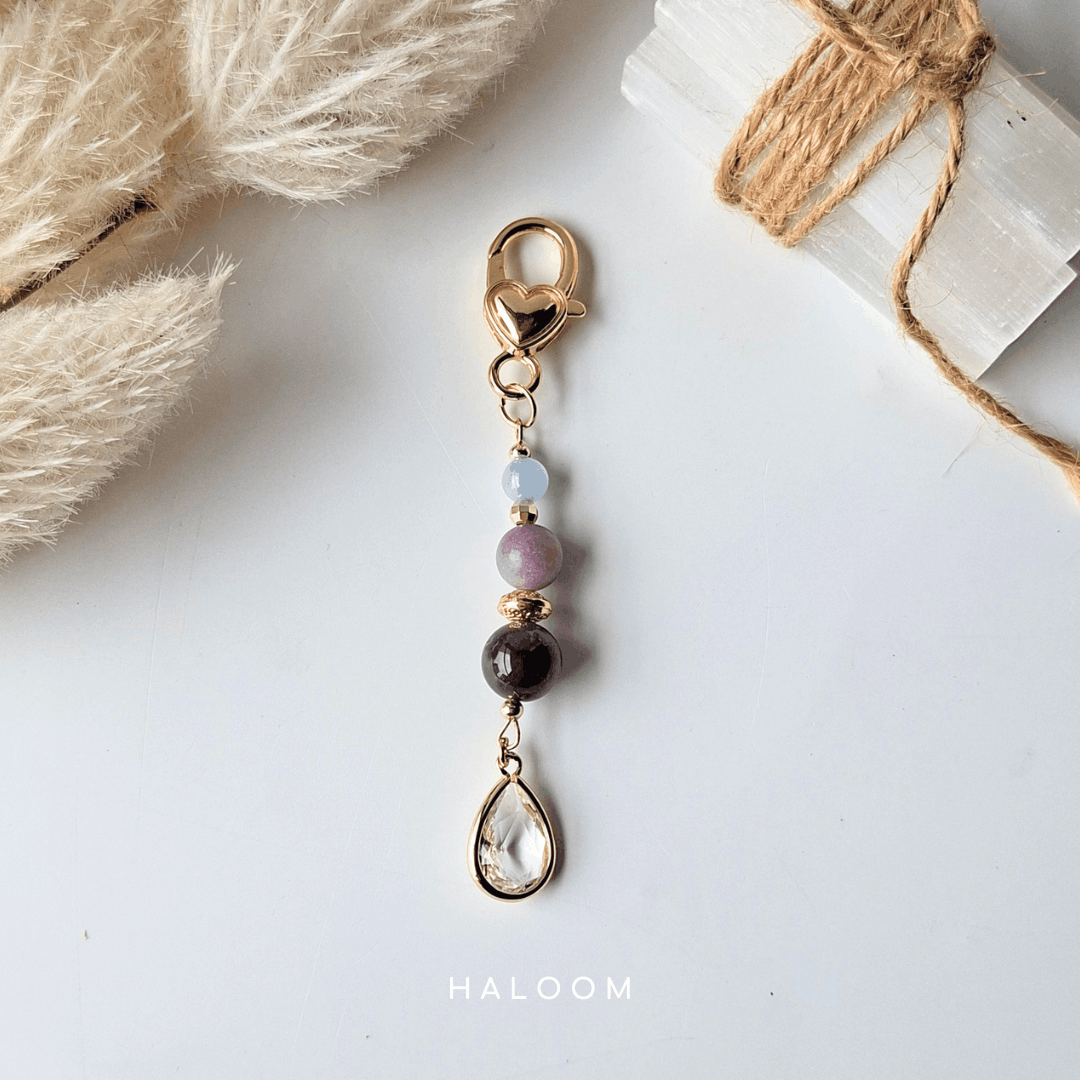 Peace Intention Charm Drop | Amethyst, Lepidolite & Aquamarine
