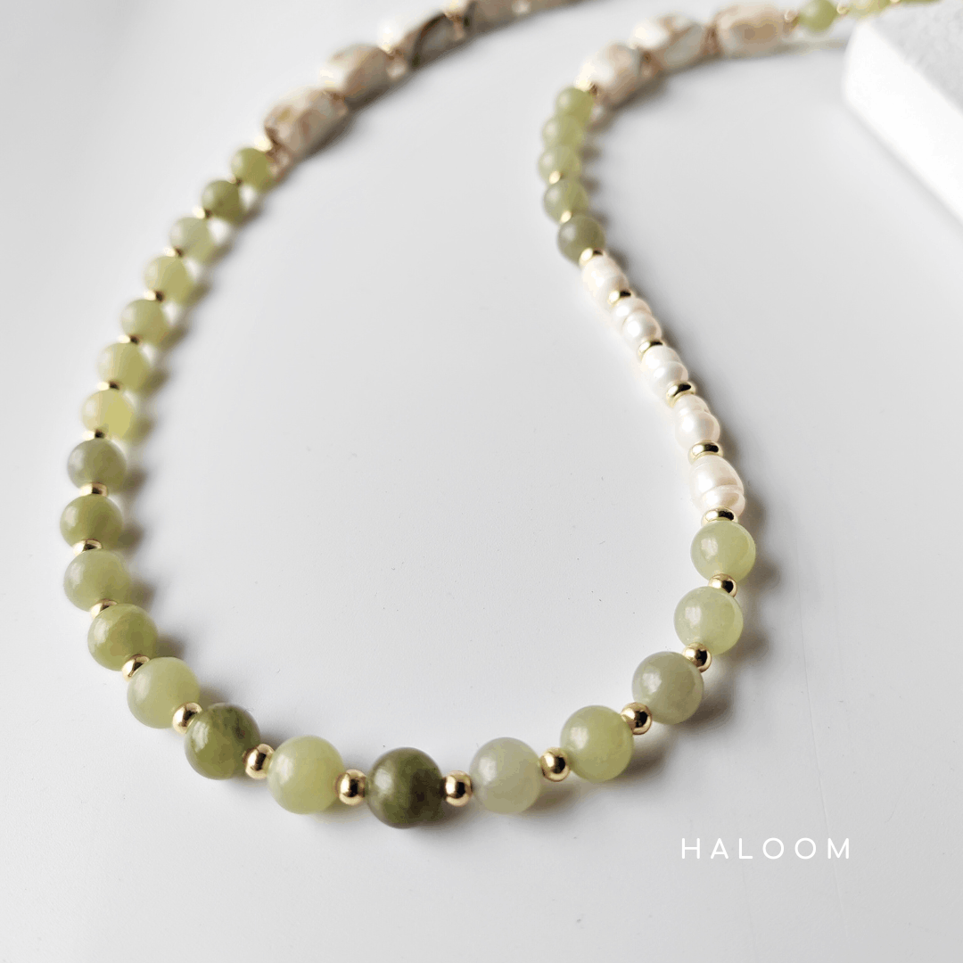 Rantaian Sejahtera - Green Jade Necklace and Glasses Chain