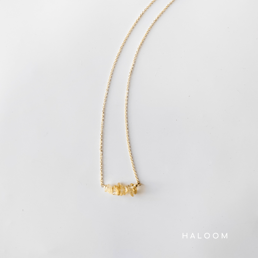 Raw citrine bar necklace