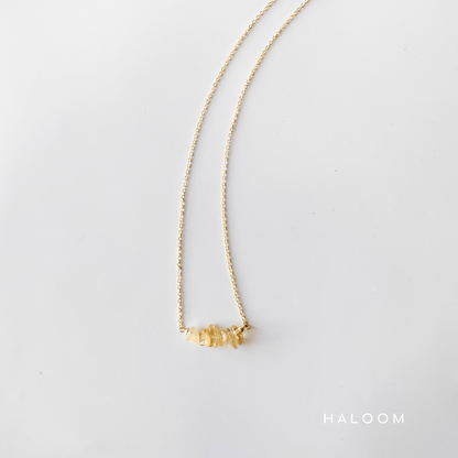 Raw citrine bar necklace