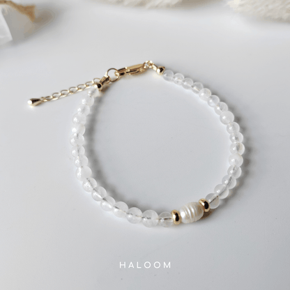 Rainbow Moonstone & Freshwater Pearl Bracelet