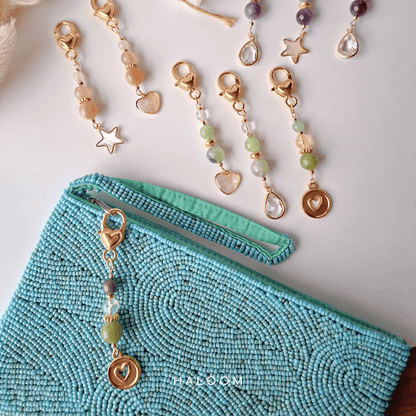 Wealth Intention Charm Drop | Citrine, Pyrite & Jade