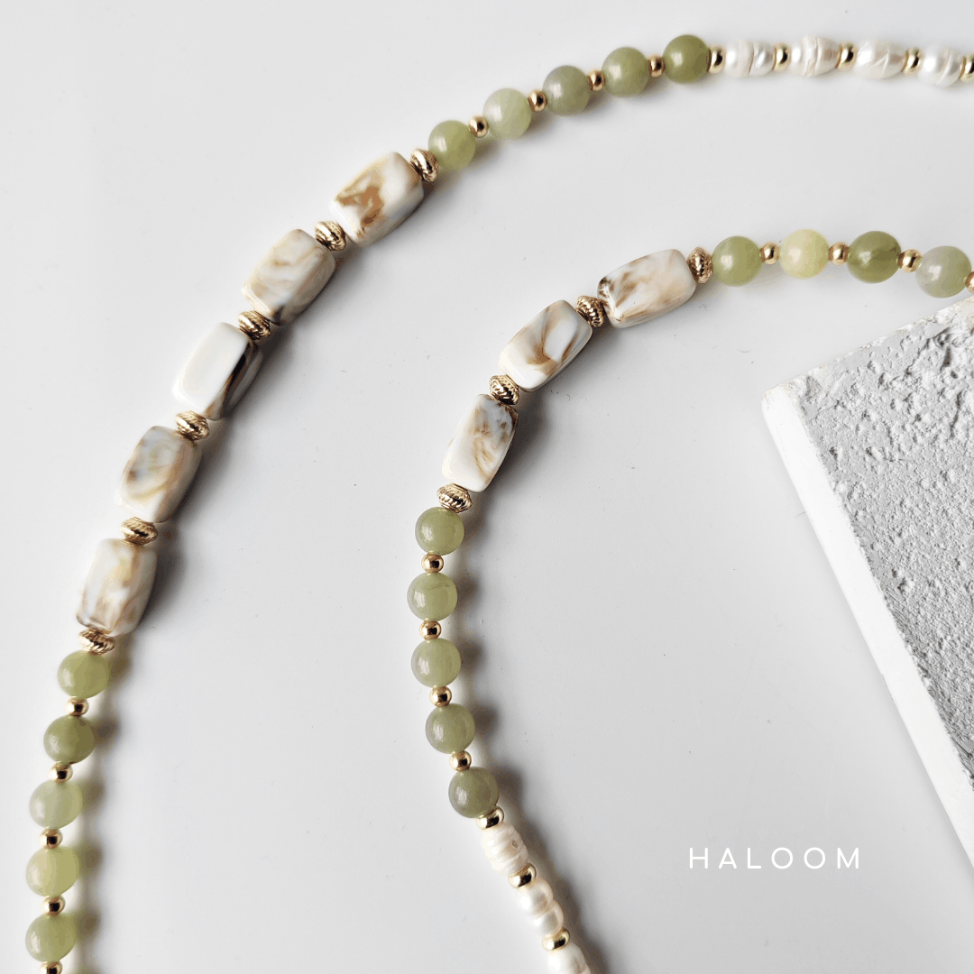 Rantaian Sejahtera - Green Jade Necklace and Glasses Chain