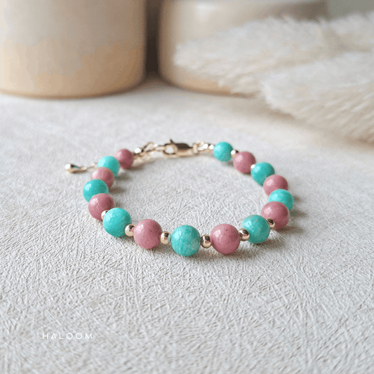 Heart & Truth | Amazonite and Rhodochrosite bracelet