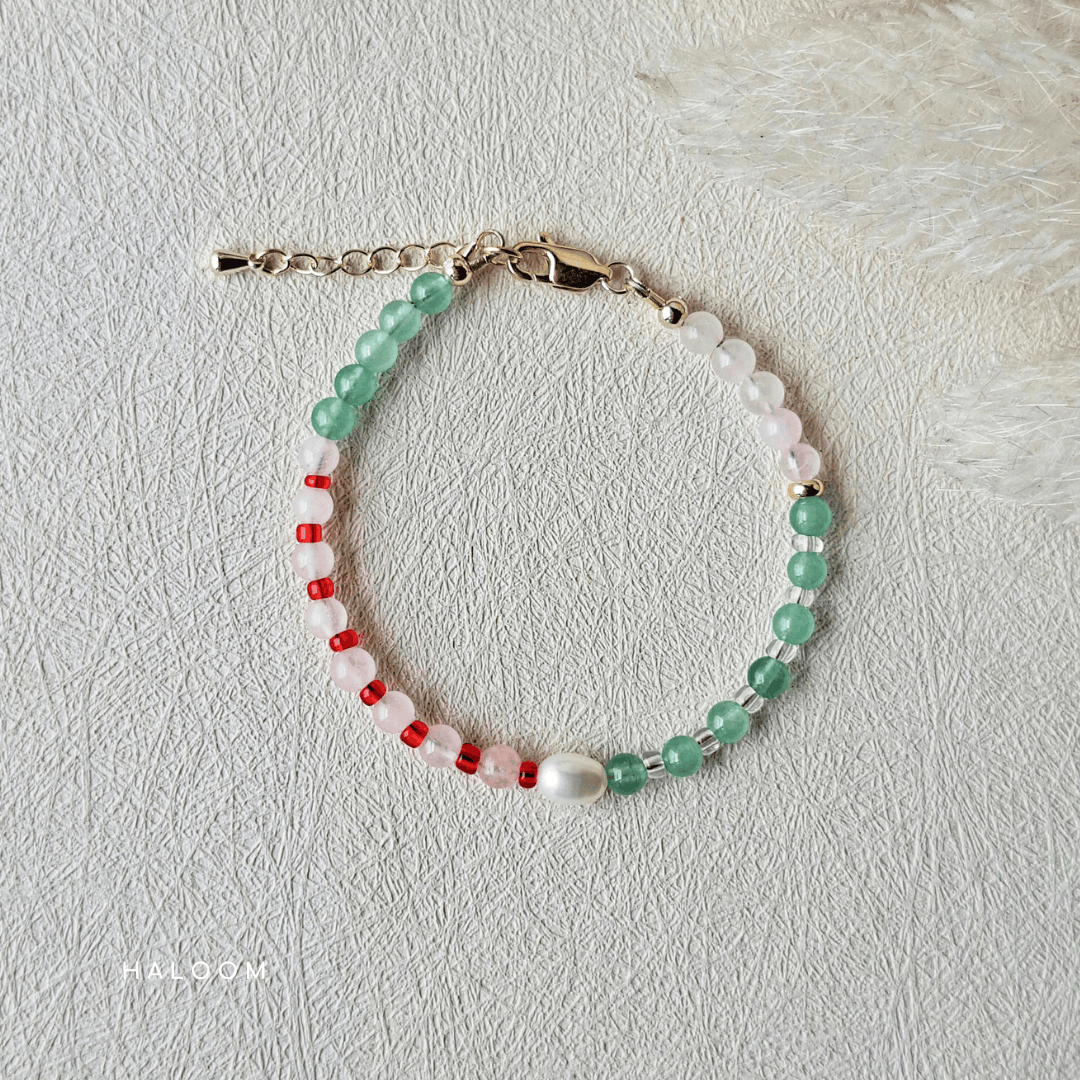 Lucky in Love | Green aventurine + rose quartz bracelet
