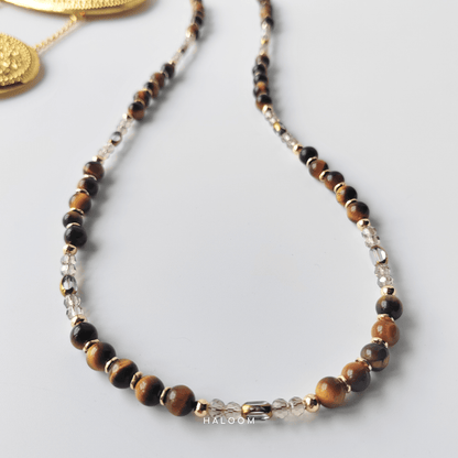 Rantaian Teguh - Tiger's Eye and Crystal Necklace and Glasses Chain (3-in-1)