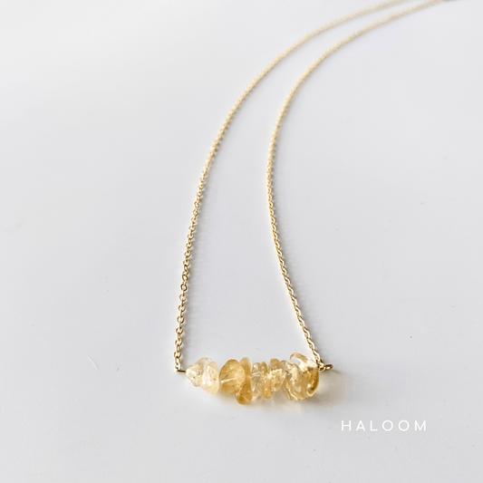 Raw citrine bar necklace