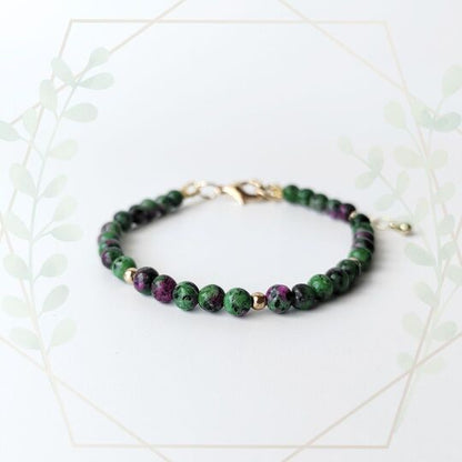 Heart Strengthener ruby zoisite bracelet (with optional pearl)