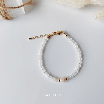 Rainbow Moonstone & Freshwater Pearl Bracelet
