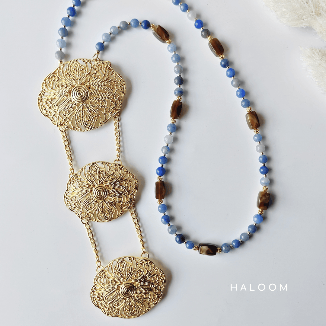 Rantaian Tenang - Blue Aventurine Necklace and Glasses Chain