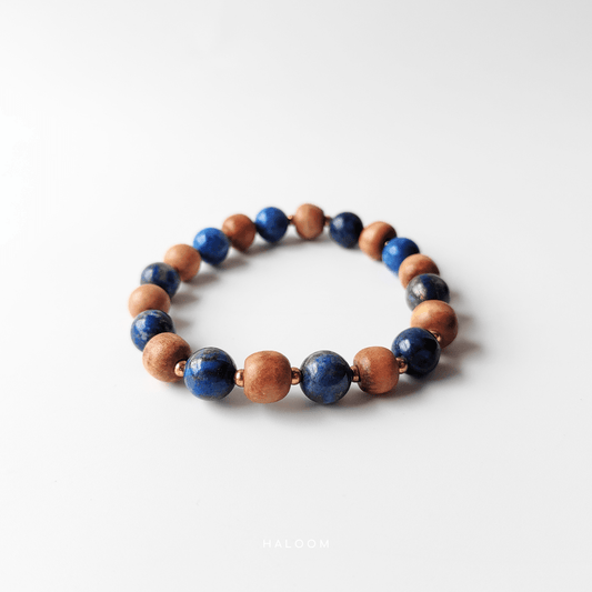 Wood and lapis lazuli bracelet