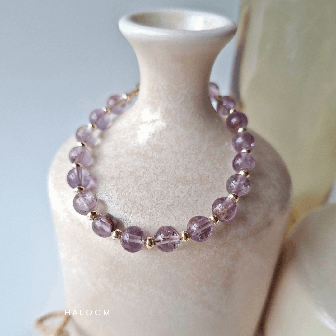 Purple Phantom Quartz Bracelet for Growth, Clarity & New Beginnings