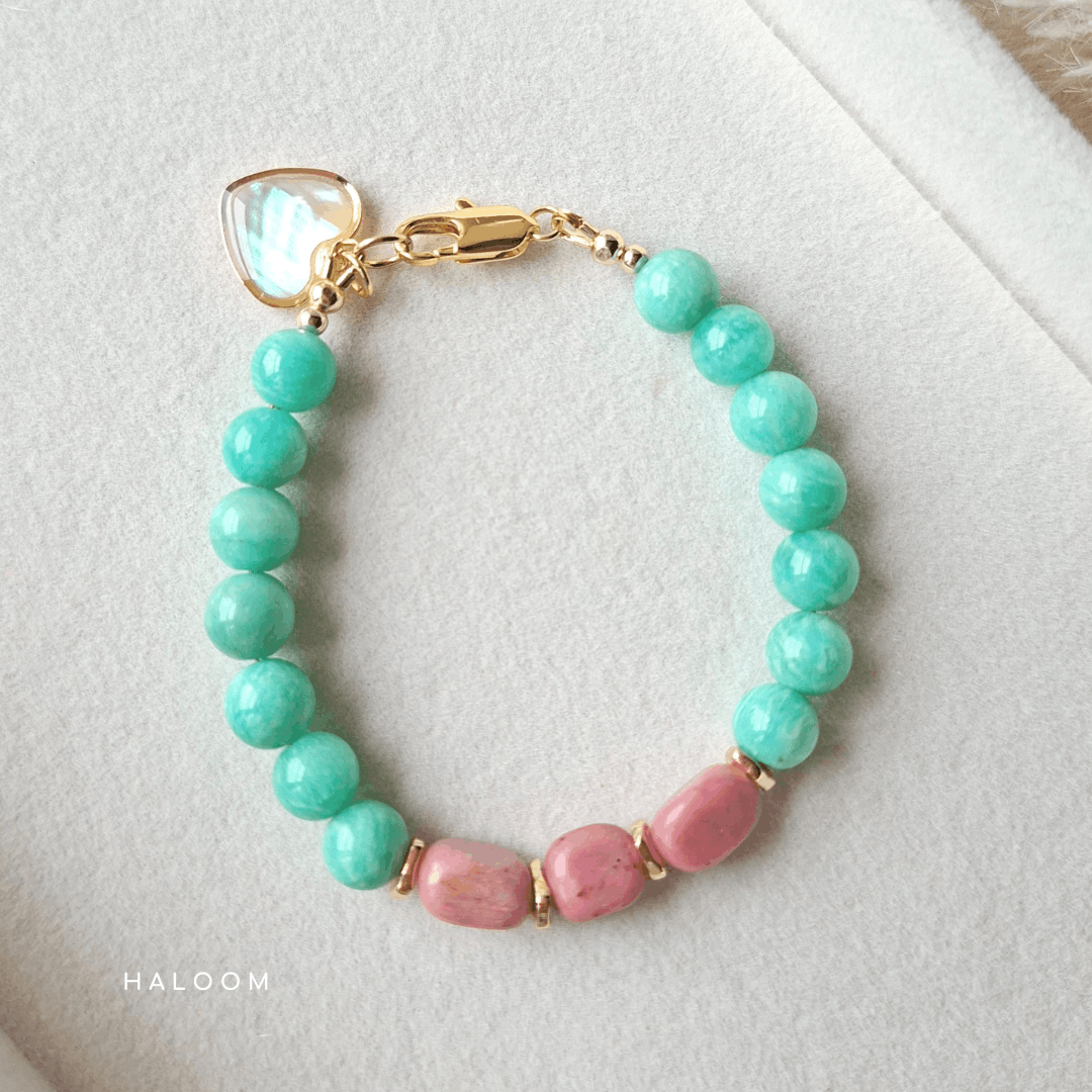 Speak from the Heart | Amazonite and Rhodochrosite bracelet