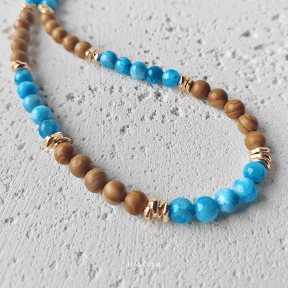 Rantaian Senja - Blue Apatite and Wood Jasper Necklace and Glasses Chain