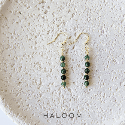 Moss agate bar earrings