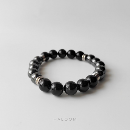 Hematite & black tourmaline bracelet for men – 10mm