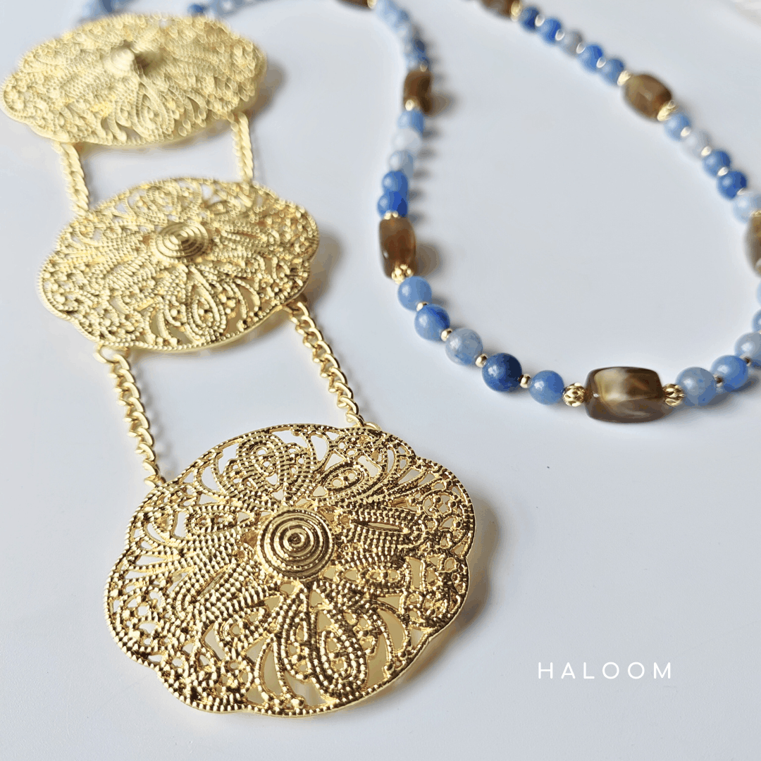 Rantaian Tenang - Blue Aventurine Necklace and Glasses Chain