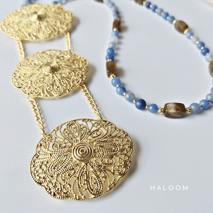 Rantaian Tenang - Blue Aventurine Necklace and Glasses Chain
