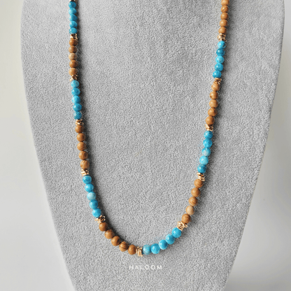 Rantaian Senja - Blue Apatite and Wood Jasper Necklace and Glasses Chain