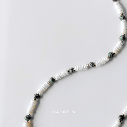 Rantaian Kasturi - Spotted Jade and Coral Necklace and Glasses Chain