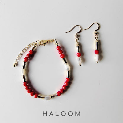 Courageous Heart with shell bracelet and earrings set