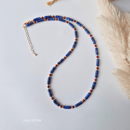 Vitality & Clarity | Cinnabar and Lapis Lazuli Necklace