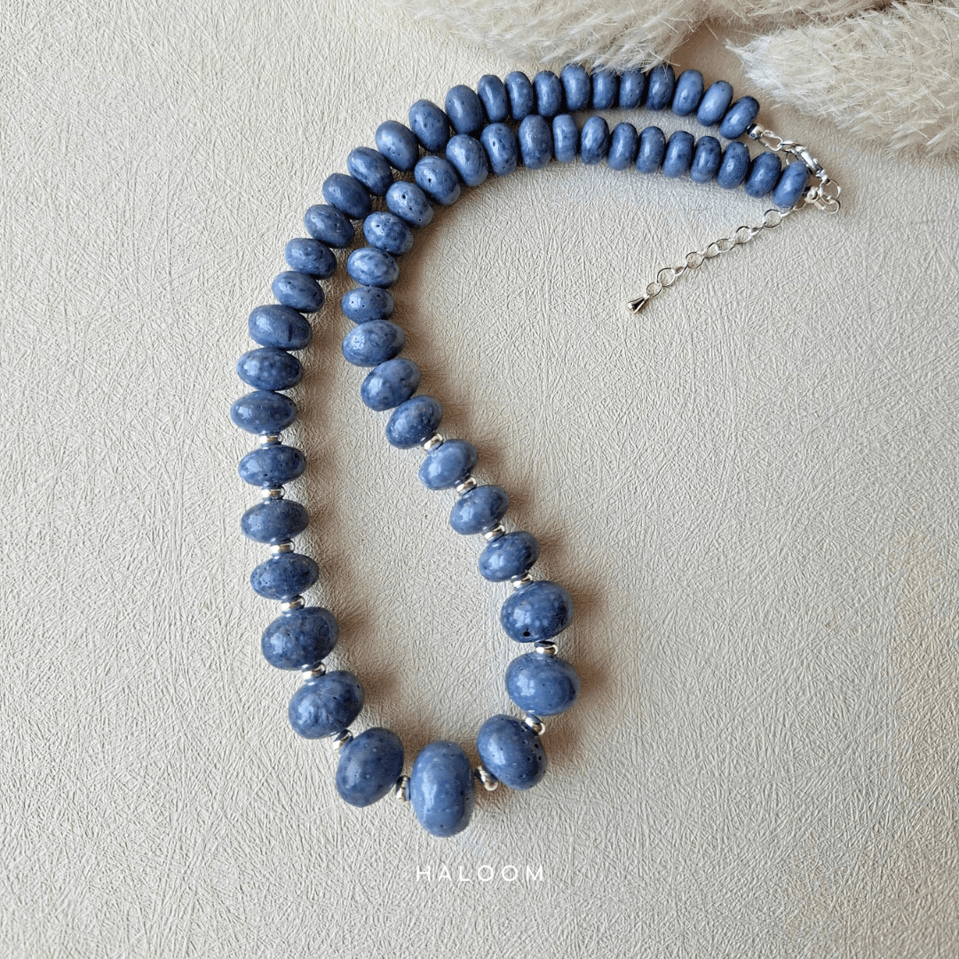 The Serenity Strand | Blue coral necklace