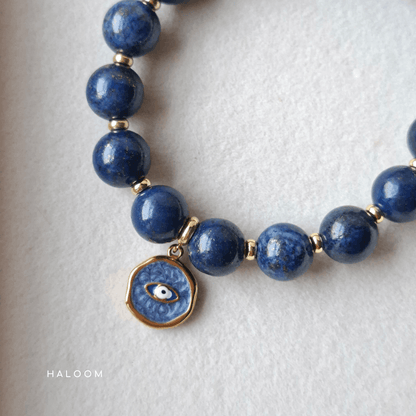 Lapis Lazuli with Evil Eye charm (10mm)