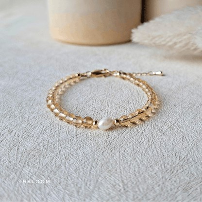 Citrine bracelet 4mm with pearl