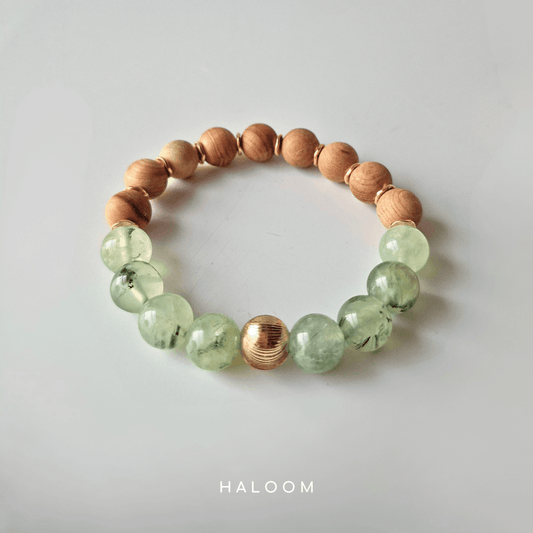 The Empath's Bracelet | Prehnite + Sandalwood