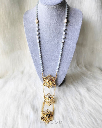 Rantaian Bayu - Aquamarine necklace and glasses chain.