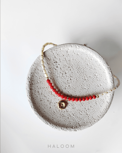 Brave Waves red coral necklace.