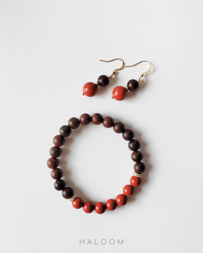 Self-Trust red jasper bracelet and earrings set