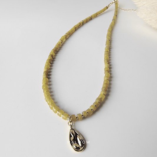 Rondelle lemon jade necklace