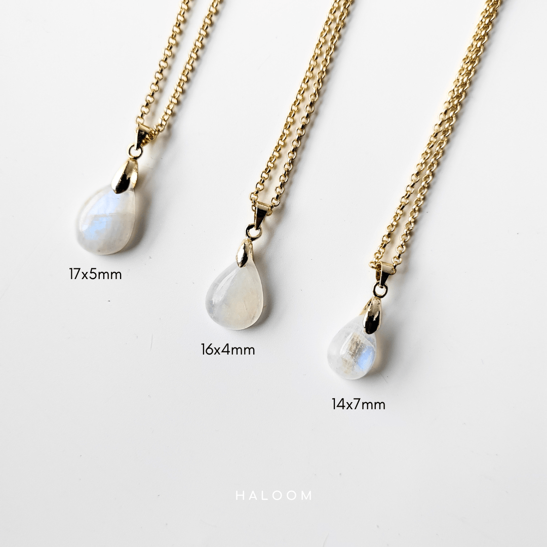Rainbow moonstone teardrop necklace