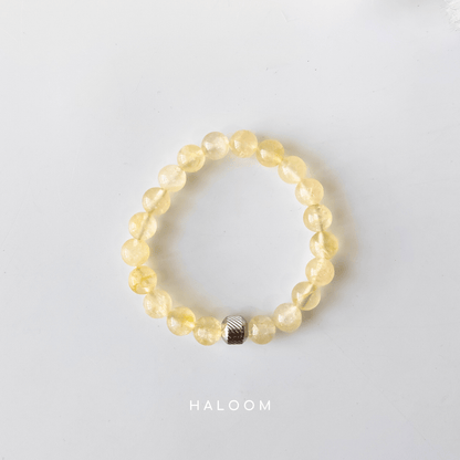 8mm natural citrine gemstone bracelet with stainless steel centrepiece by haloom