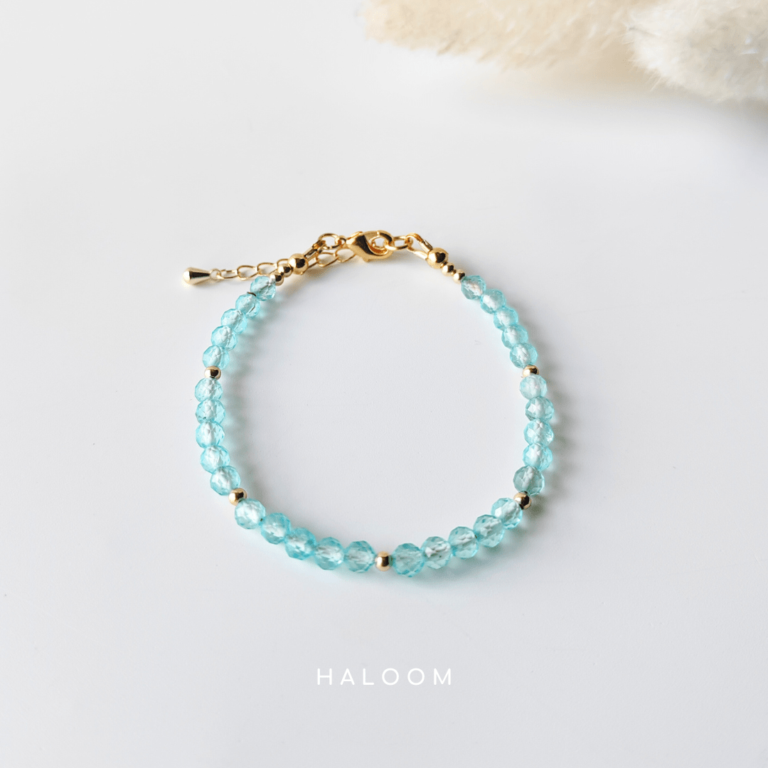 Faceted blue topaz December birthstone bracelet
