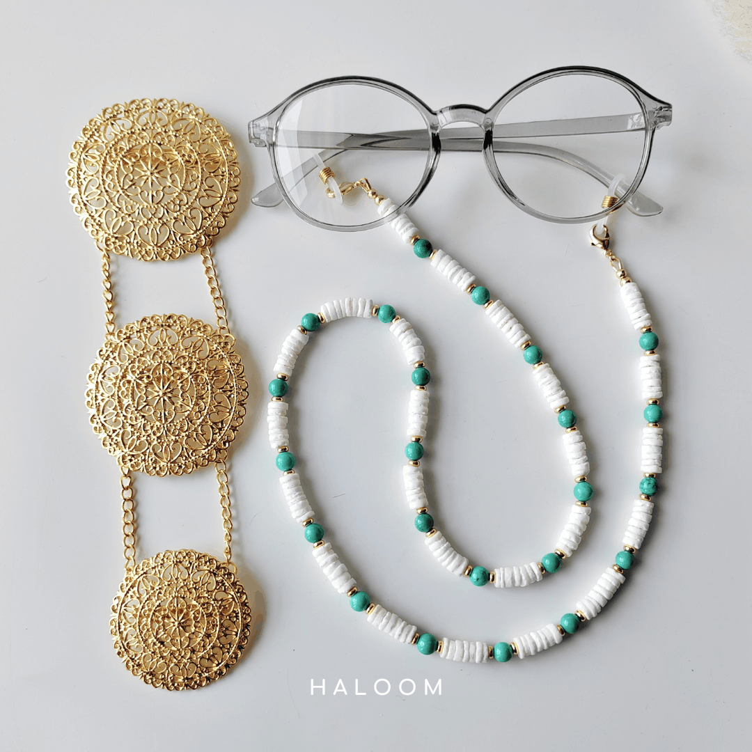 Rantaian Samudra - Coral and Turquoise Necklace and Glasses Chain