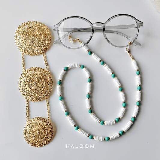 Rantaian Samudra - Coral and Turquoise Necklace and Glasses Chain