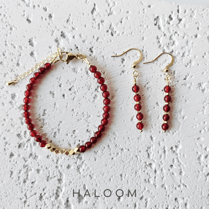 4mm carnelian bracelet with matching earrings
