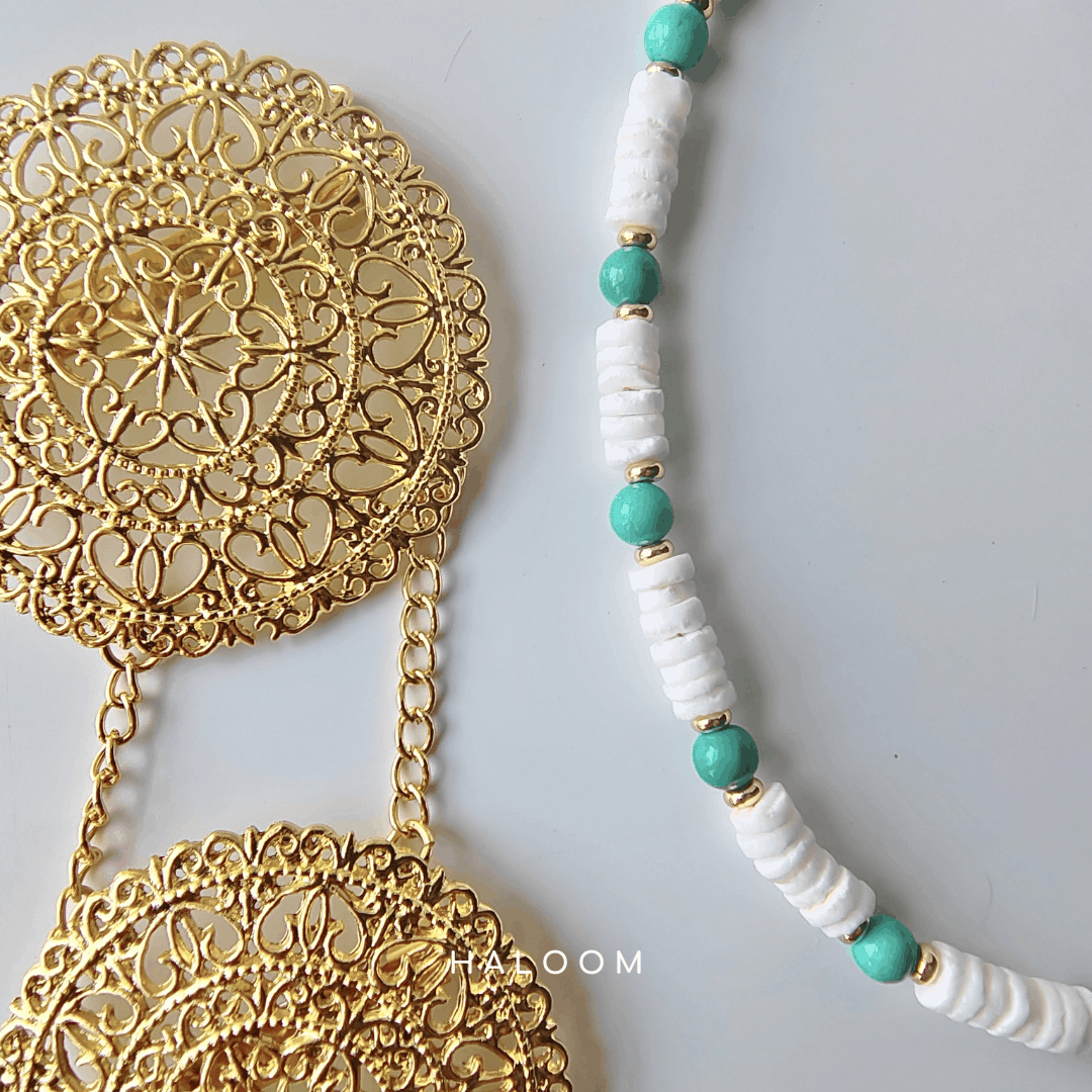 Rantaian Samudra - Coral and Turquoise Necklace and Glasses Chain