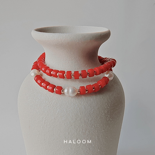 Polished Red Coral Bracelet for Passion & Vitality