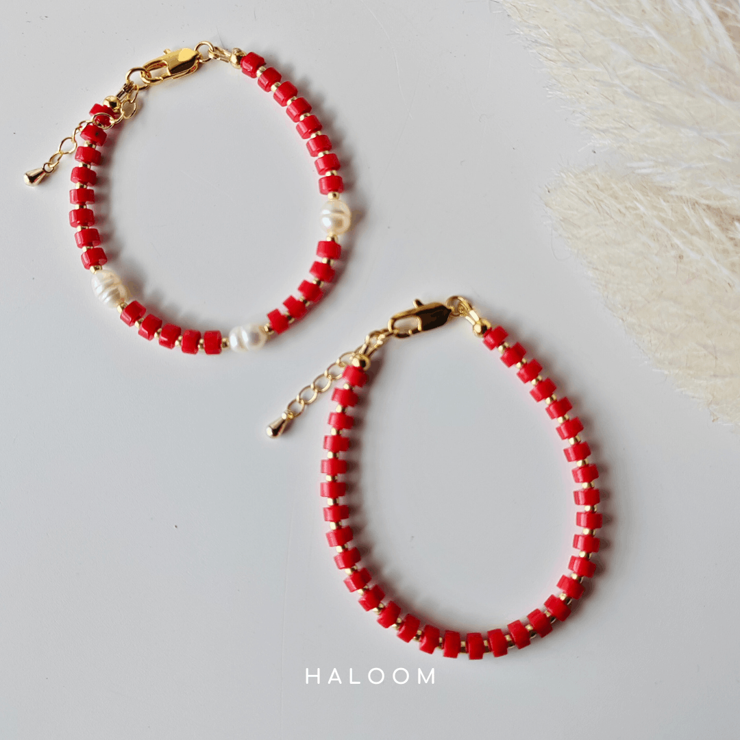Polished Red Coral Bracelet for Passion & Vitality