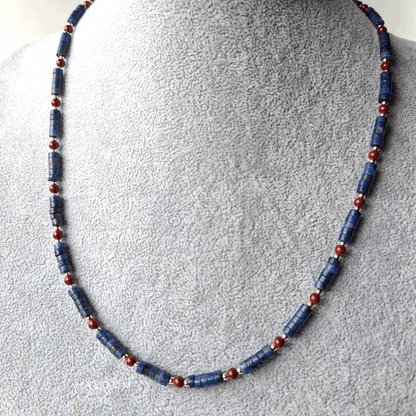 Vitality & Clarity | Cinnabar and Lapis Lazuli Necklace