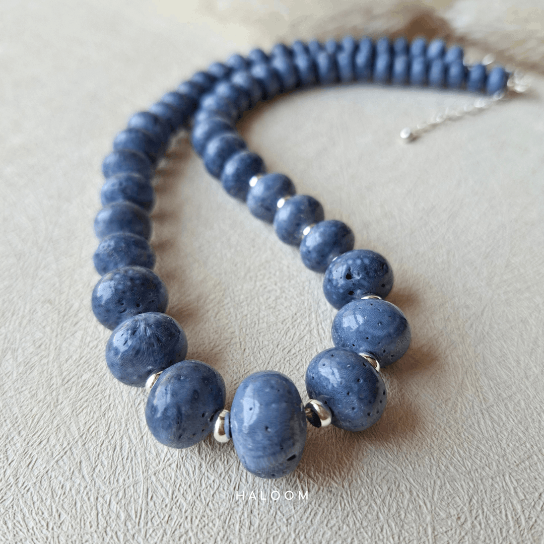 The Serenity Strand | Blue coral necklace