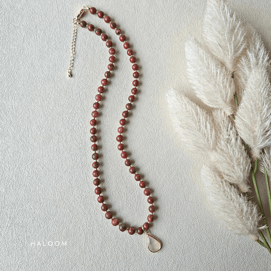Ember | Red Picasso Jasper & Shell Pendant Necklace