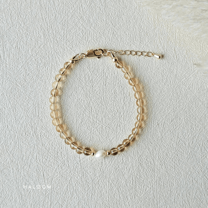 Citrine bracelet 4mm with pearl