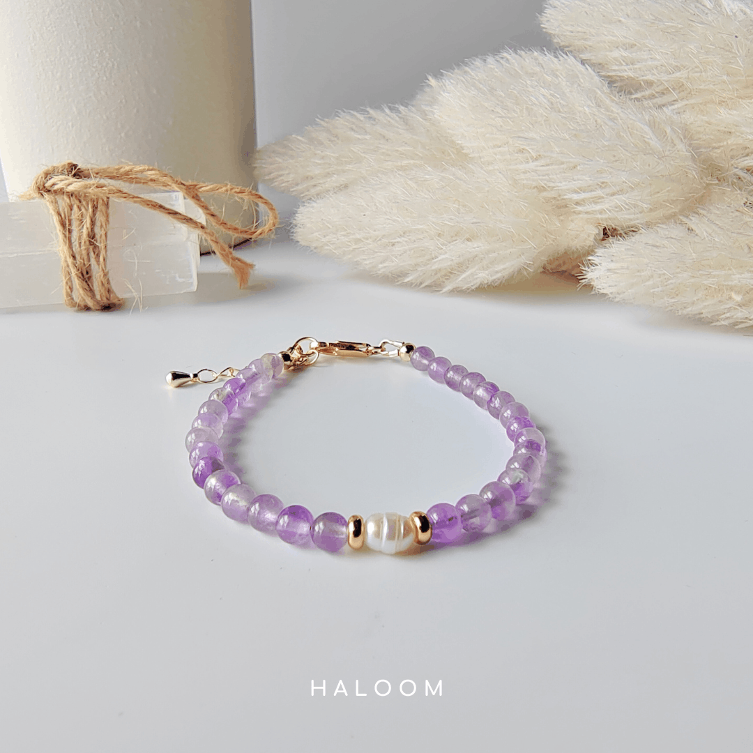 Lavender Amethyst & Freshwater Pearl Bracelet