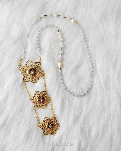 Rantaian Bayu - Aquamarine necklace and glasses chain.